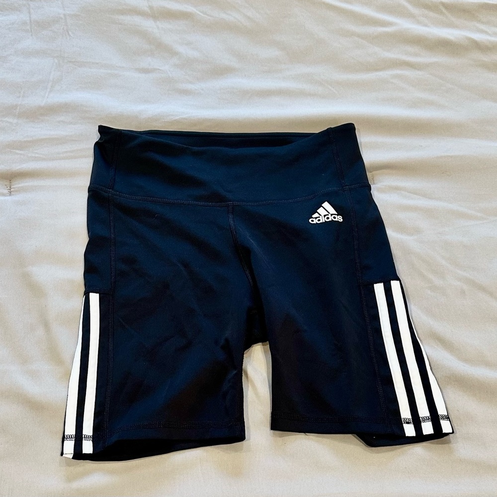 Adidas Black Mid-Thigh Length Compression Shorts, Medium